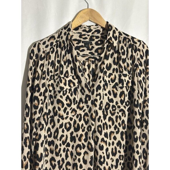 Anne Taylor Animal print pop over Long Sleeve women’s blouse size Small - Picture 2 of 9